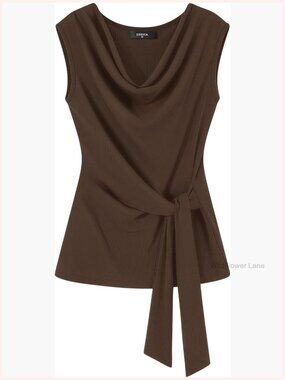 Womens Cowl Neck Sleeveless Knit Tank Top Business Casual Blouse